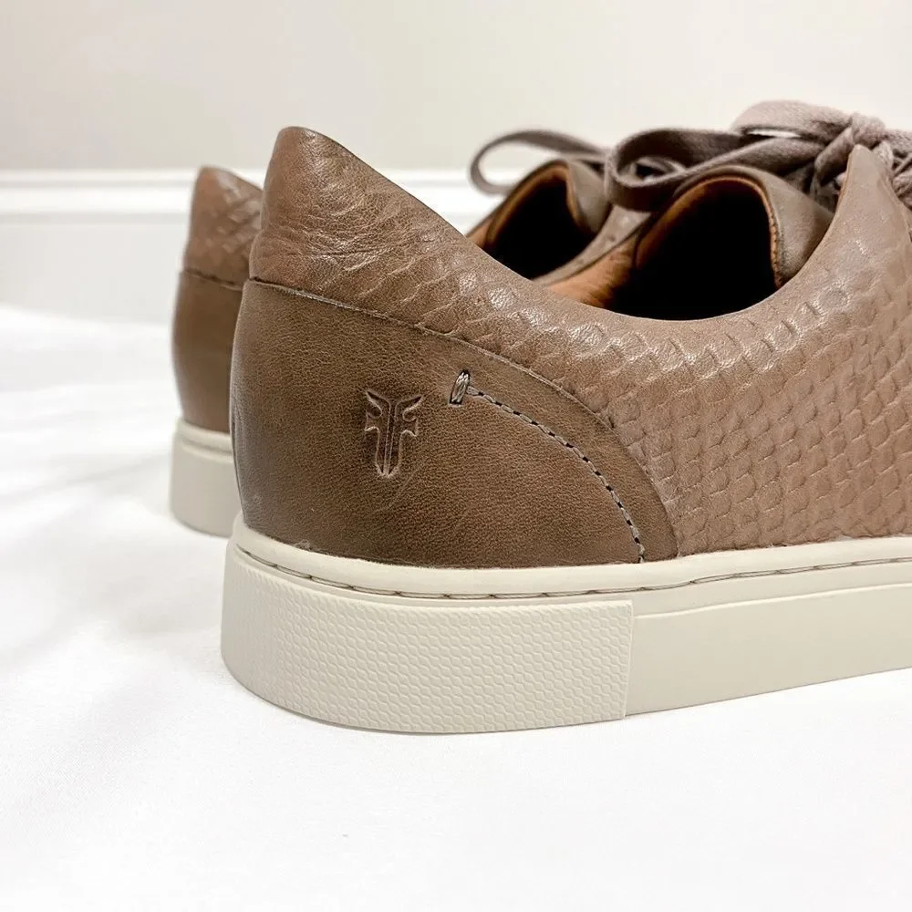 FRYE Ivy Low Lace Leather Embossed Sneakers
